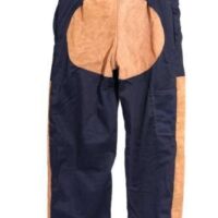 REN-016/A - Spodnie skórzane z dwoiny bydlęcej i tkaniny impregnowanej niepalnie - "do pasa"